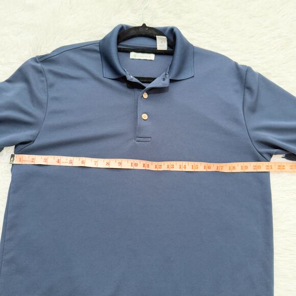 Men Cubavera Essential Textured Striped Polo Shirt in Dark Navy Size Medium - Picture 5 of 8